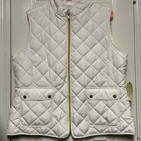 St. John's Bay Jackets & Blazers - St. John's Bay White Quilted Hooded Vest